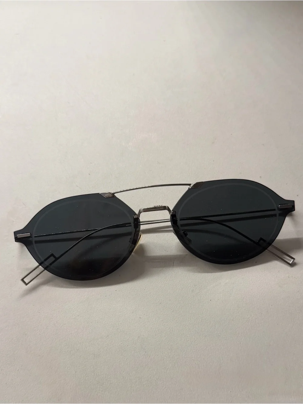 Dior Men’s Black Round Sunglasses with Silver Bridge